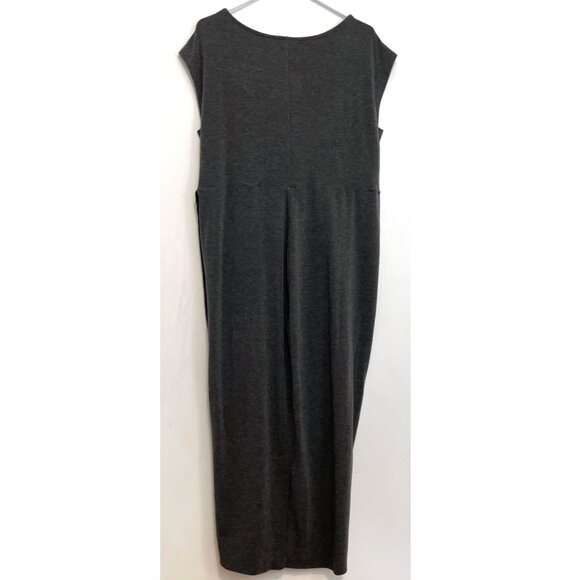 TORRID 1 Plus Size Shirred Tulip Midi Dress Charcoal Gray Short Sleeve Sheath 1X - Picture 10 of 16